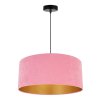pojedyncza lampa mediolan zwis z rozowym abazurem o zlotym srodku