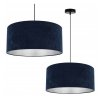 nowoczesna lampa wiszaca mediolan duzy granatowy abazur z efektem chrom