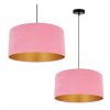 wiszaca regulowana lampa z rozowym welurowym abazurem