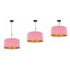 wiszaca regulowana lampa z rozowym welurowym abazurem