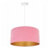 wiszaca regulowana lampa z rozowym welurowym abazurem