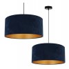 nowoczesna lampa wiszaca mediolan duzy granatowy abazur srodek gold