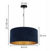 nowoczesna lampa wiszaca mediolan duzy granatowy abazur srodek gold