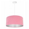 lampa wiszaca z rozowym welurowym abazurem