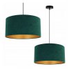 regulowana lampa duzym welurowym abazurem w kolorze butelkowej zieleni