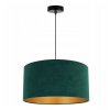regulowana lampa duzym welurowym abazurem w kolorze butelkowej zieleni