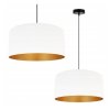efektowna lampa wiszaca do salonu biala zloty srodek