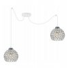 biala lampa wiszaca loft ze srebrnymi detalami i szklanymi kloszami