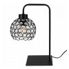 awangardowa lampa stolowa z krysztalowym kloszem w metalowej oprawie