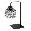 awangardowa lampa stolowa z krysztalowym kloszem w metalowej oprawie