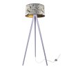 lampa podlogowa stojaca na drewnianym trojnogu z abstrakcyjnym abazurem werona
