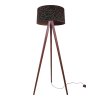 lampa podlogowa stojaca na drewnianym trojnogu z abstrakcyjnym abazurem werona