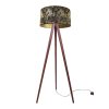 lampa podlogowa stojaca na drewnianym trojnogu z abstrakcyjnym abazurem werona