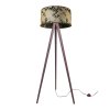 lampa podlogowa stojaca na drewnianym trojnogu z abstrakcyjnym abazurem werona