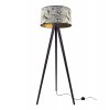 lampa podlogowa stojaca na drewnianym trojnogu z abstrakcyjnym abazurem werona