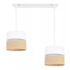 nowoczesna lampa sufitowa na listwie juta z podwojnym malym abazurem wzor bialo bezowy