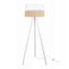 nowoczesna lampa na trojnogu juta z podwojnym duzym abazurem wzor bezowo bialy