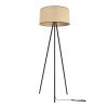 nowoczesna lampa podlogowa na metalowym trojnogu juta