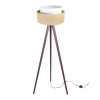 stylowa lampa stojaca na trojnogu z abazurem juta podwojnym