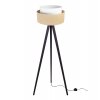 stylowa lampa stojaca na trojnogu z abazurem juta podwojnym