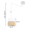 lampa wiszaca juta z regulacja typu pajak podwojny maly abazur bialo bezowy