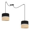 nowoczesna lampa sufitowa typu pajak podwojne abazury juta czarno bezowy