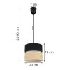 nowoczesna lampa wiszaca czarno bezowa juta z podwojnym abazurem