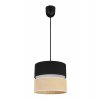 nowoczesna lampa wiszaca czarno bezowa juta z podwojnym abazurem