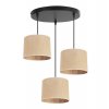 stylowa lampa wiszaca z abazurami juta na okraglej podsufitce