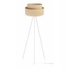 stylowa podlogowa lampa z abazurem juta na metalowym trojnogu