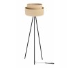 stylowa podlogowa lampa z abazurem juta na metalowym trojnogu