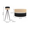 nowoczesna lampa na trojnogu juta z podwojnym duzym abazurem wzor bezowo czarny