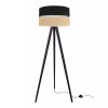 nowoczesna lampa na trojnogu juta z podwojnym duzym abazurem wzor bezowo czarny