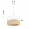 nowoczesna lampa wiszaca juta z podwojnym duzym abazurem wzor bialo bezowy