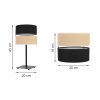 nowoczesna lampa stolowa juta z abazurem wzor czarno bezowy