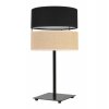 nowoczesna lampa stolowa juta z abazurem wzor czarno bezowy
