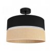 nowoczesna lampa sufitowa juta z duzym podwojnym abazurem wzor czarno bezowy