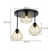 lampa sufitowa metalowa loft ze zlotymi kloszami