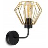 kinkiet glamour na sciane ze zlotym kloszem i czarna konstrukcja