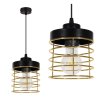 lampa wiszaca loft metalowa ze zlotym kloszem