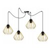 lampa wiszaca loft z czterema zlotymi kloszami