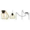 lampa wiszaca loft z czterema zlotymi kloszami