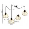 lampa wiszaca loft z czterema zlotymi kloszami