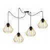 lampa wiszaca loft z czterema zlotymi kloszami