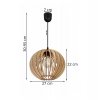 regulowana lampa wiszaca z oryginalnym drewnianym kloszem w ksztalcie kuli