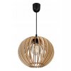 regulowana lampa wiszaca z oryginalnym drewnianym kloszem w ksztalcie kuli