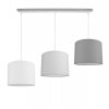 Závěsné svítidlo INDIGO, 3x textilní stínítko 1x šedé, 1x tmavě šedé, 1x bílé, bílá konstrukce