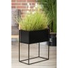 KOVOVÝ KVĚTINÁČ SE STOJÁNEM RECT 50X24X44 CM ČERNÁ