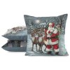 VÁNOČNÍ GOBELÍNOVÁ DEKORAČNÍ POVLAK NA POLŠTÁŘ MERRY4 45X45 CM VZOROVANÁ
