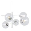 lampa sufitowa vicenza wiszaca bialy zyrandol z akcentami chrom kuliste klosze glamour